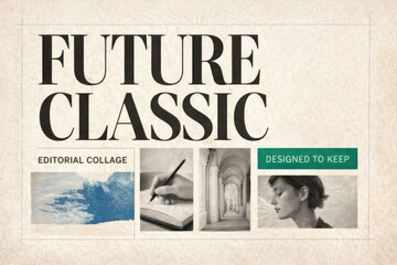 Editorial collage showcasing retro-themed elements and modern design integration © dvoevnore
