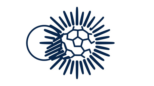 Minimal clean flat vector line icon showing a footballer taking a free kick, useful for tournament brackets, training plans, or fan interface labels.