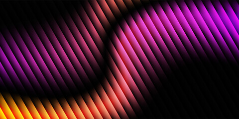 A vibrant wave pattern with a blend of purple, orange, and yellow hues on a dark background, creating a striking visual rhythm. © faika