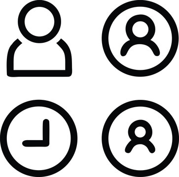 Vector Illustration of Social Media Icons with User Profiles and Clock