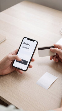 Mobile checkout accessibility review on smartphone with payment button and credit card