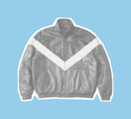 Classic track jacket with a chevron stripe, a piece of casual sportswear apparel shown in a retro halftone pop art illustration © Mr. Stocker