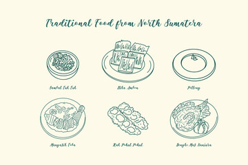 Obraz premium Traditional Indonesian Food Vector Illustration
