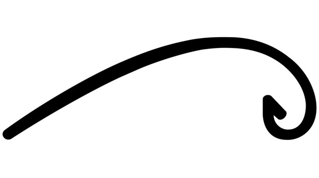 A clean flat vector line icon showing a simple fishing rod and curved line, useful for lake activity signs, bait store labels, or recreation menus.