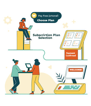 Subscription Plan Selection And Payment Confirmation Concept Vector।