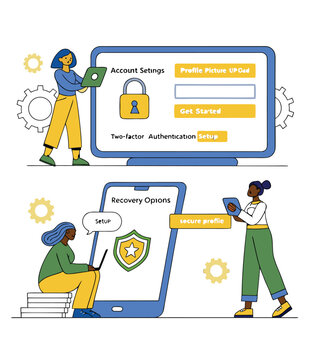 Account Settings Dashboard And Profile Picture Upload Vector।