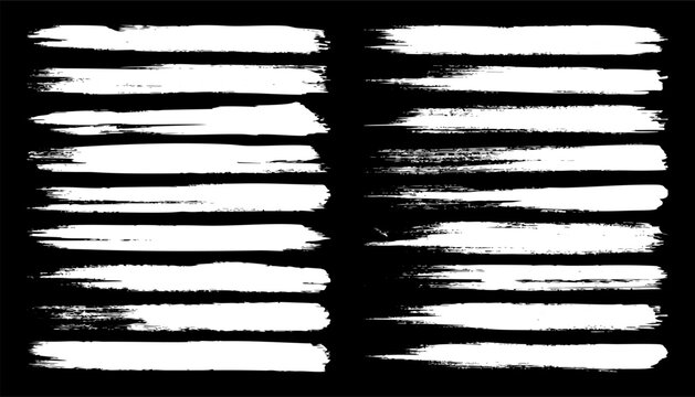 Long grunge brush strokes, lines, ink smudges, hand-drawn scribble shapes. Handmade sketchy marks, stains, charcoal streaks. Paint textures, dry brush effect. Marker underline. Vector illustration
