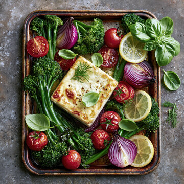 Baked Feta with Roasted Vegetables - AI Generative