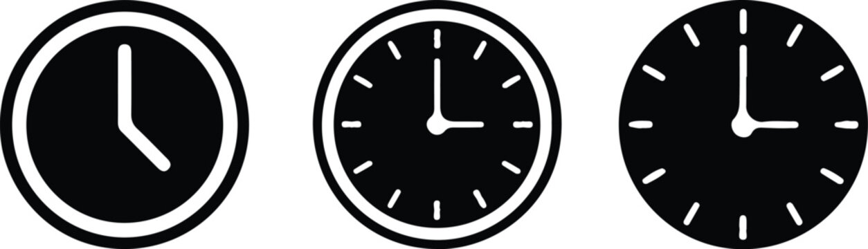 clock time three icon silhouette vector eps 10 