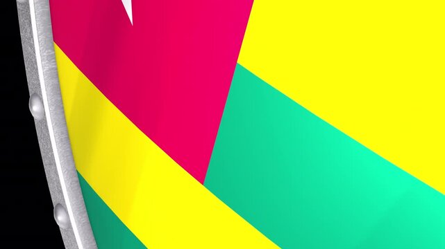Metallic Shield Transitions with the National Flag of Togo