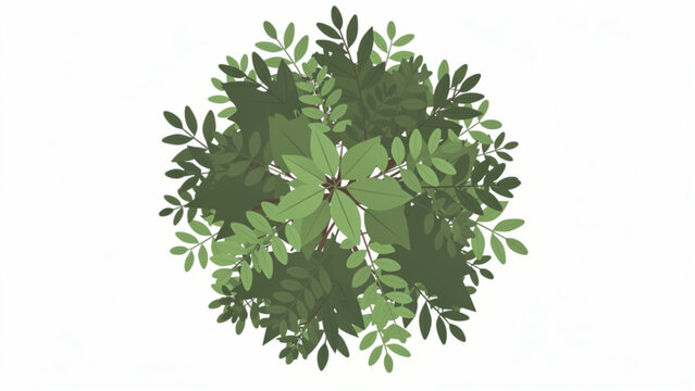 Top view of lush green tropical plant with broad leaves and dense foliage for nature and outdoor use