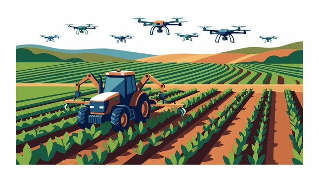 Agricultural Drone Surveying Vast Field.