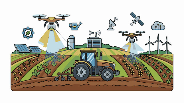 Agricultural Drone Technology Monitoring Farm Fields.