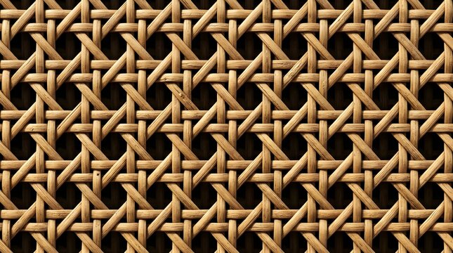 Woven rattan texture, natural fiber pattern, brown woven background, seamless design element
