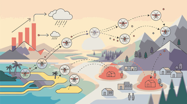 Infographic shows mosquito spread from tropical island to human settlements