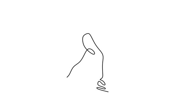Animated self drawing of continuous line draw.  speed skater in dynamic motion representing winter sport energy . Full length one line animation. 4K	
