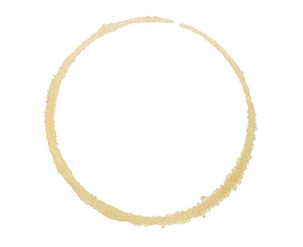 Brown coffee cup stain ring mark on transparent background, ideal for adding a realistic touch to designs