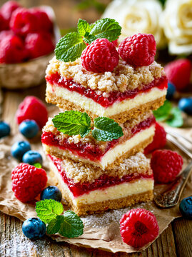  Berry Cheesecake Crumble Bars AI Generative