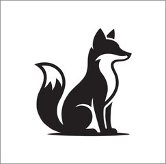 fox, logo, silhouette, minimalist, vector, animal, wildlife, sitting, nature, icon, black and white, design, illustration, branding, wild, mammal, elegant, modern, red fox, tail, simple, abstract, gra © Asif