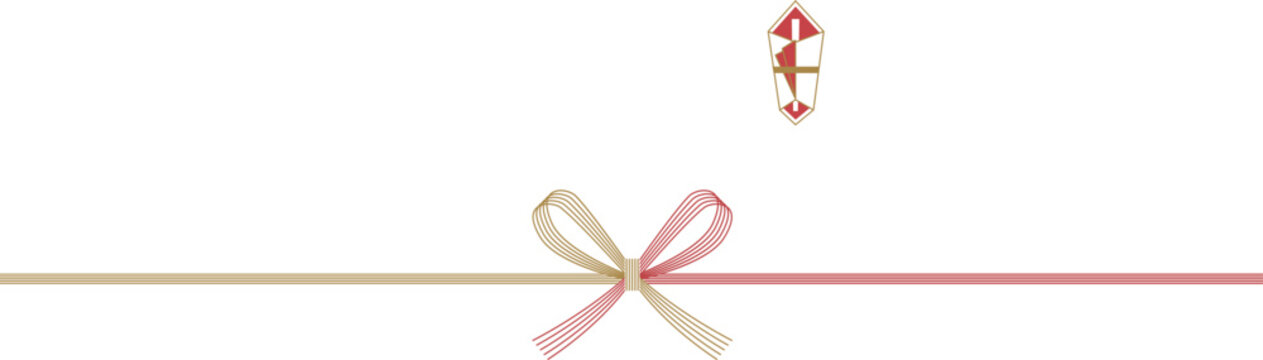 Gold and Red Mizuhiki Bow &ndash; Japanese Noshi Paper Template