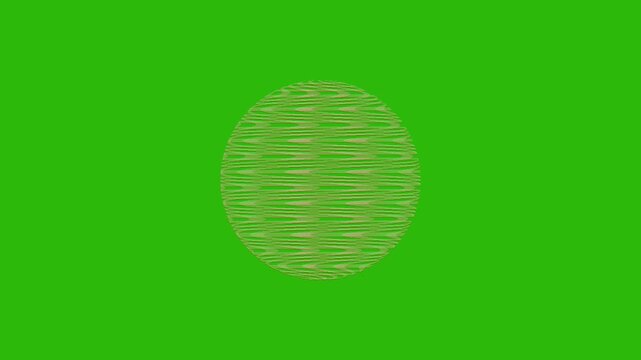 Horizontal scanline sphere spinning on green screen white digital line grid globe animation chroma key radar simulation technical blueprint loop