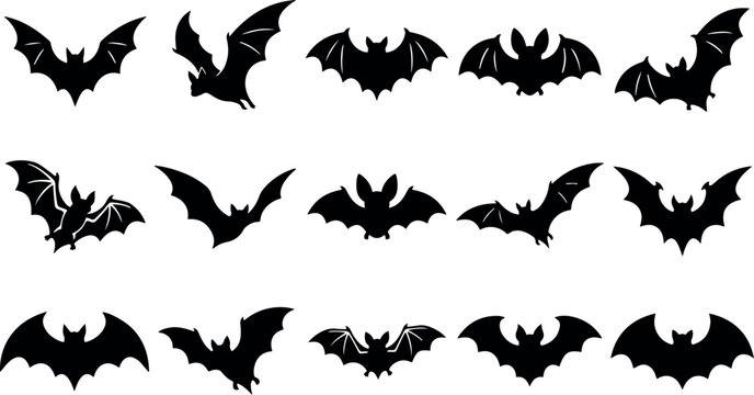 Black bat silhouettes for halloween decorations