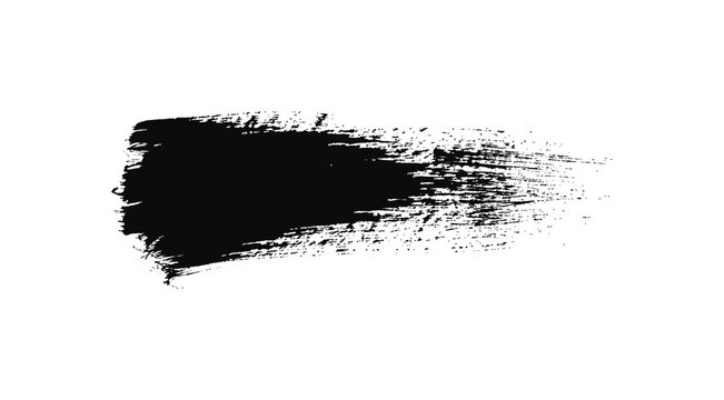 Brush Paint Stroke Banner with Rough Black Texture and Scattered Dots on White Background for Creative Design, Eps-10.