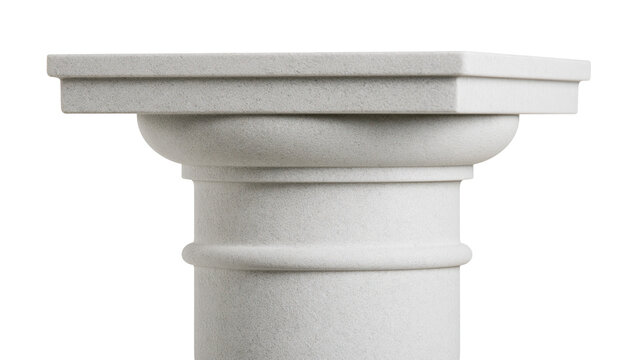 Classical stone column capital with ornate details, isolated on transparent background