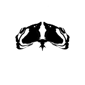 Mistik twin wolf heads tribal logo silhouette