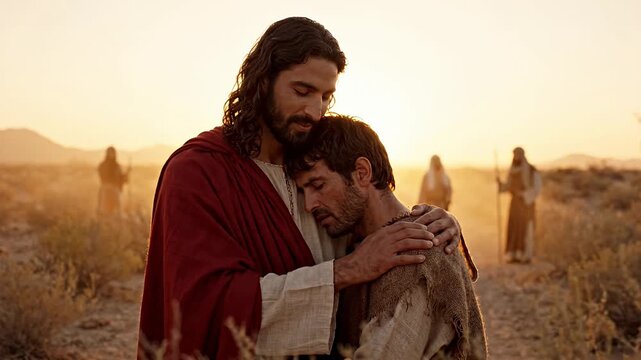 Jesus Christ's Loving Embrace offers Redemption and Hope to a Suffering Soul
