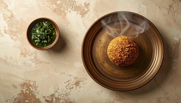 Pure Veg_Steaming Hot Healthy South Indian Ragi Sangati Finger Millet Ball with Green Chutney