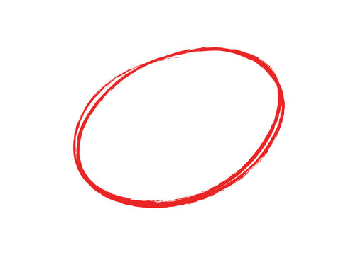 Hand Drawn Red Oval Circle Highlighter Vector &ndash; Rough Sketch Pen Stroke, Marker Correction Loop, and Oval Shape for Document Attention or Text Emphasis Graphic