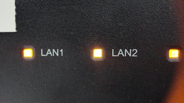 Static Close-up of Server LAN Port Activity Indicators