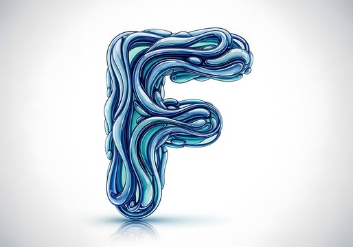Fluidic Letter 'F' - A Digital Sculptural Impression