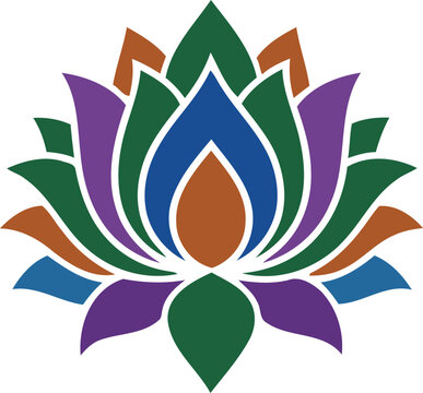 Colorful Lotus Flower Spiritual Decorative Vector Illustration