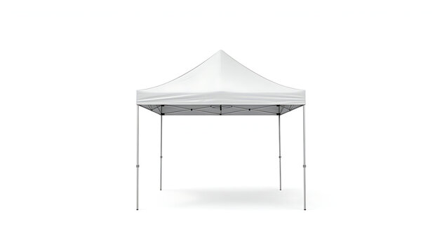 A white pop-up canopy tent centered against a pure white background, 8k image