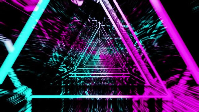 Cyan with pink neon triangle gradient VJ seamless loop