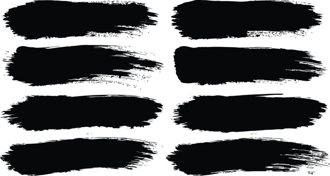 Brushstroke texture set of black paint smudges with brushstroke