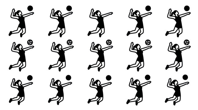 Volleyball Player Silhouette - Action Shot Pattern