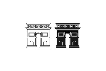 Fototapeta premium Arc de Triomphe monument icon in outline and solid style