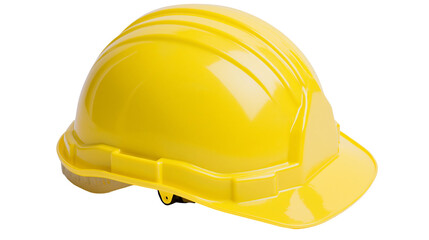 Fototapeta premium Shiny yellow hard hat with ribbed crown, isolated on transparent background