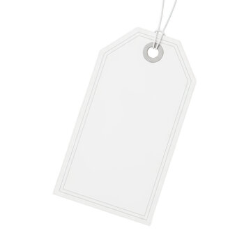 Blank white paper price tag with string isolated on white background isolated on transparent background