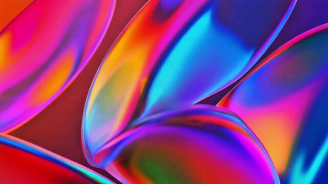 Colorful Iridescent 3D Liquid Waves Loop