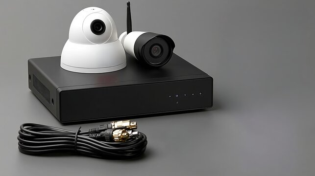 Kit de vid&eacute;osurveillance avec cam&eacute;ras d&ocirc;me et tube sur enregistreur