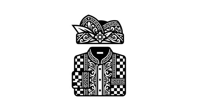 Traditional Malay Wedding Attire Silhouette - Songkok and Baju Melayu