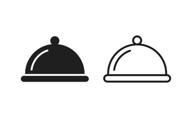 Fototapeta premium Food cloche icon set representing restaurant service and catering meal presentation Vector