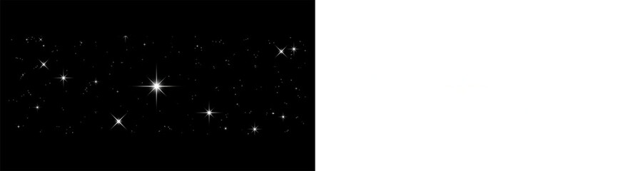 Twinkling starfield, sparkling white starlight effect isolated on transparent background, realistic cosmos. © Alema360