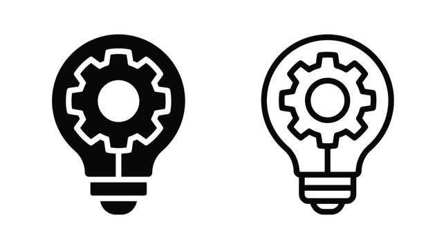 Light bulb icon set with gear inside representing innovation and technical problem solving Vector