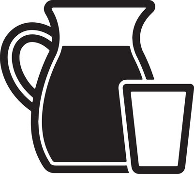 Water pitcher and glass icon on transparent background. graphic design elements for menu, signboard, web site, and applications. flat style.