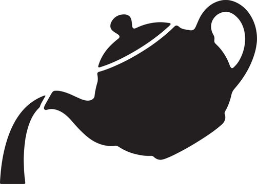 Classic teapot pouring hot liquid icon isolated on transparent background kitchen equipment for brewing beverage or morning afternoon tea time.